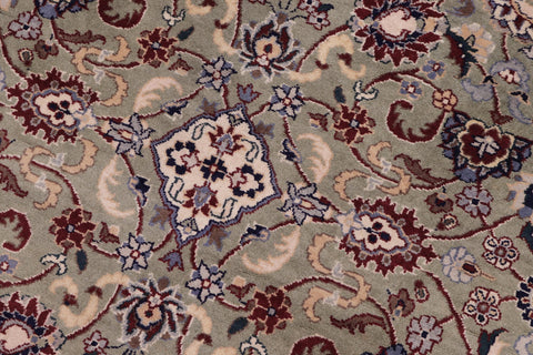 handmade Traditional Abasi Afsha Green Beige Hand Knotted ROUND 100% WOOL area rug 6'x6'