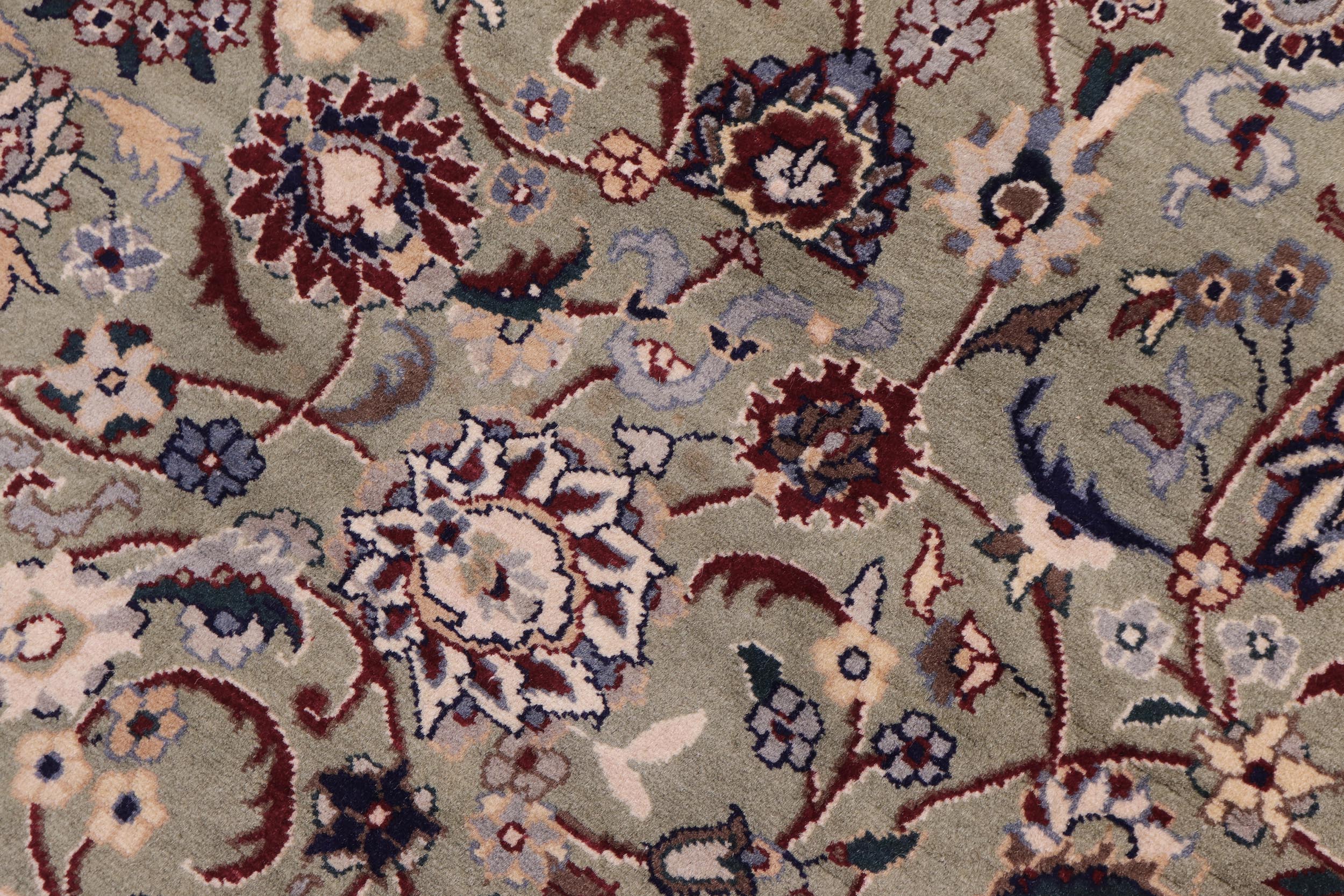 handmade Traditional Abasi Afsha Green Beige Hand Knotted ROUND 100% WOOL area rug 6'x6'