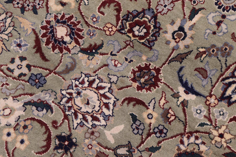 handmade Traditional Abasi Afsha Green Beige Hand Knotted ROUND 100% WOOL area rug 6'x6'