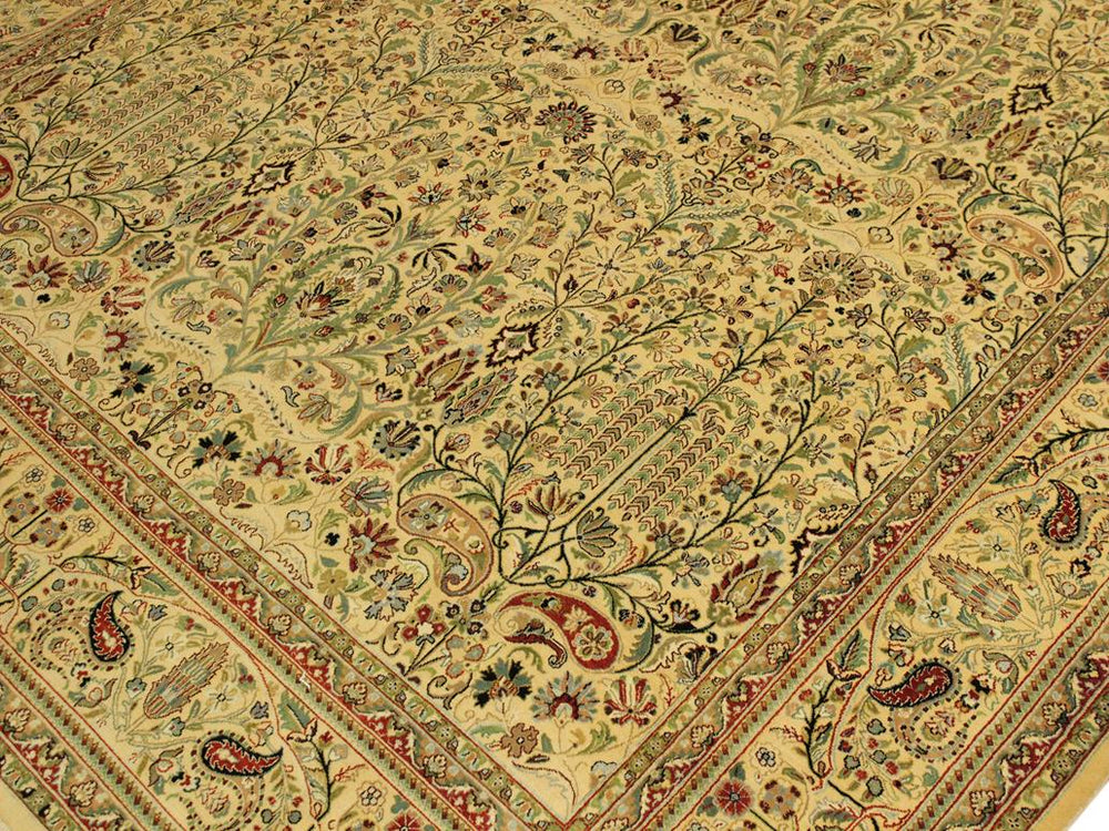 handmade Traditional  Ivory Green Hand Knotted RECTANGLE 100% WOOL area rug 9x14