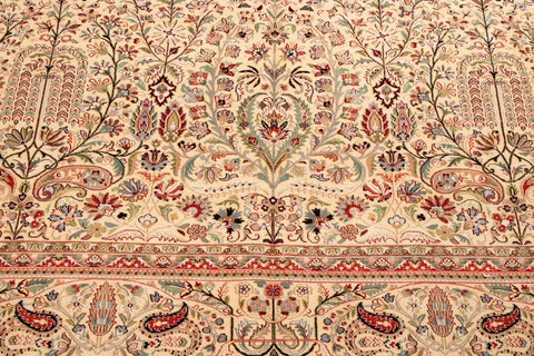 handmade Transitional  Ivory Green Hand Knotted RECTANGLE 100% WOOL area rug 9x14