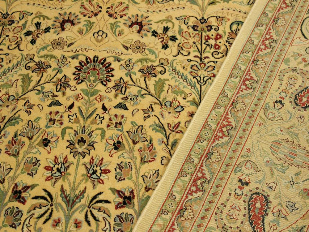 handmade Traditional  Ivory Green Hand Knotted RECTANGLE 100% WOOL area rug 9x14