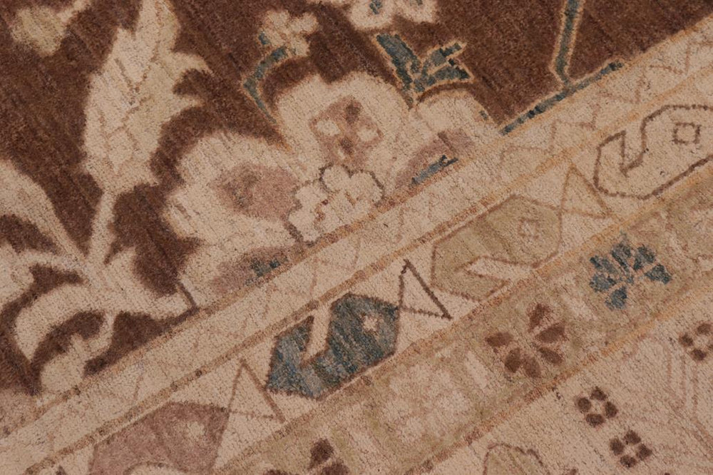 handmade Traditional Kafkaz Lt. Brown Ivory Hand Knotted RECTANGLE 100% WOOL area rug 12 x 14