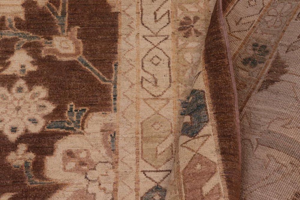 handmade Traditional Kafkaz Lt. Brown Ivory Hand Knotted RECTANGLE 100% WOOL area rug 12 x 14