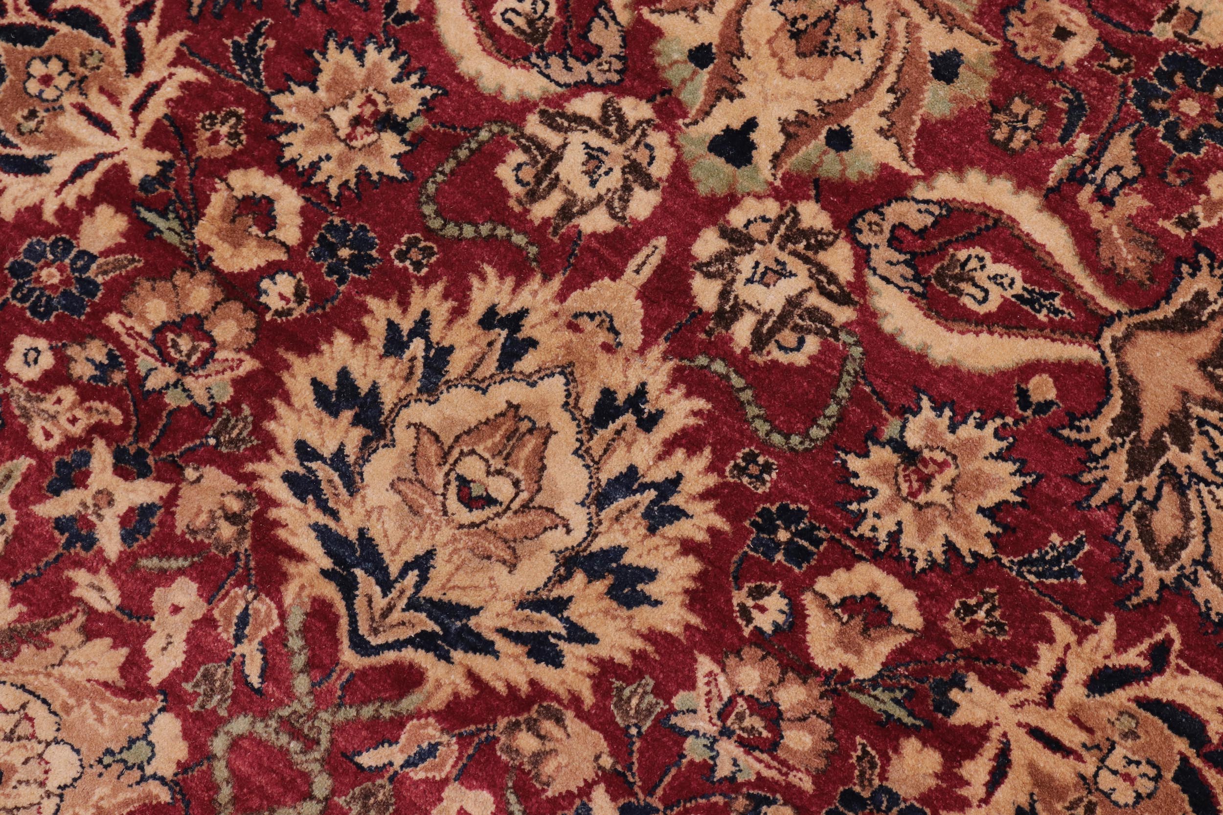 handmade Traditional Round Kashan Red Blue Hand Knotted ROUND 100% WOOL area rug 8' x 8'
