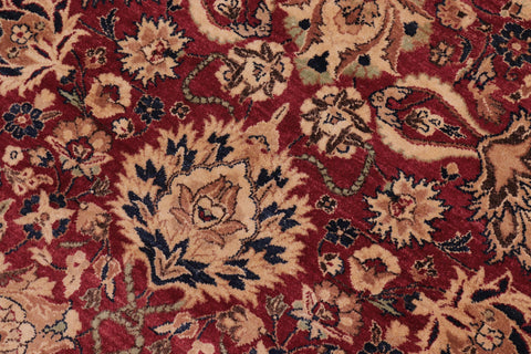 handmade Traditional Round Kashan Red Blue Hand Knotted ROUND 100% WOOL area rug 8' x 8'