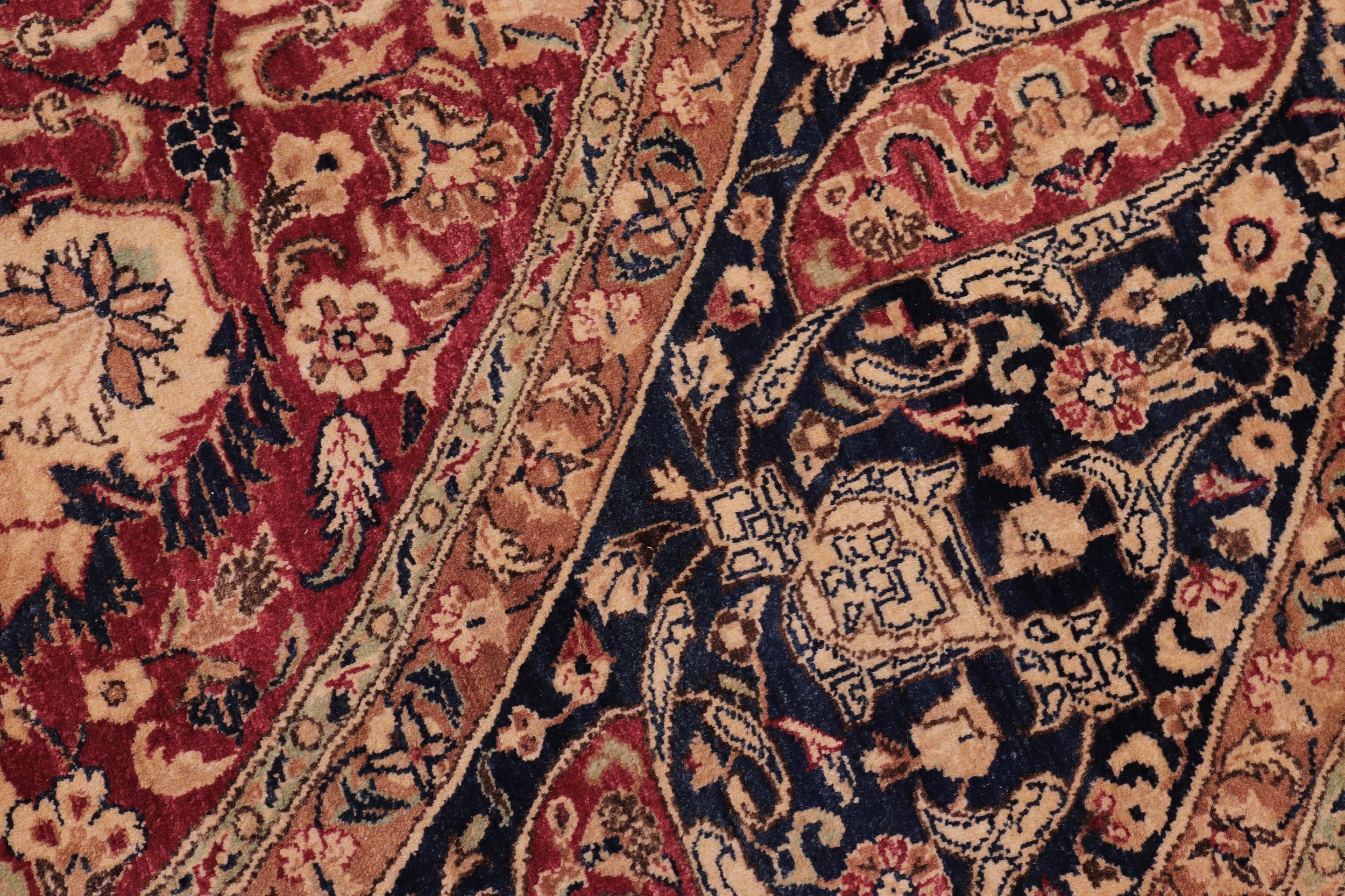 handmade Traditional Round Kashan Red Blue Hand Knotted ROUND 100% WOOL area rug 8' x 8'