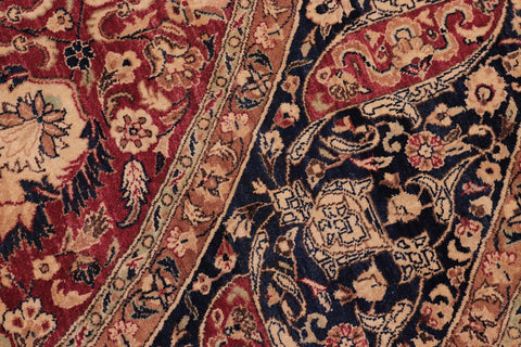 handmade Traditional Round Kashan Red Blue Hand Knotted ROUND 100% WOOL area rug 8' x 8'