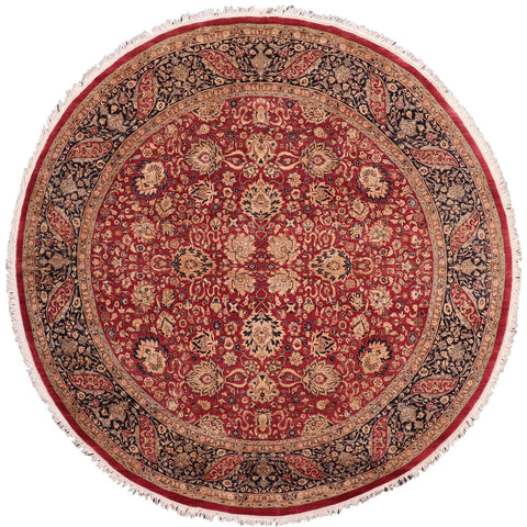handmade Traditional Round Kashan Red Blue Hand Knotted ROUND 100% WOOL area rug 8' x 8'
