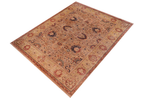 handmade Transitional Agra Tan Lt. Tan Hand Knotted RECTANGLE 100% WOOL area rug 12 x 16