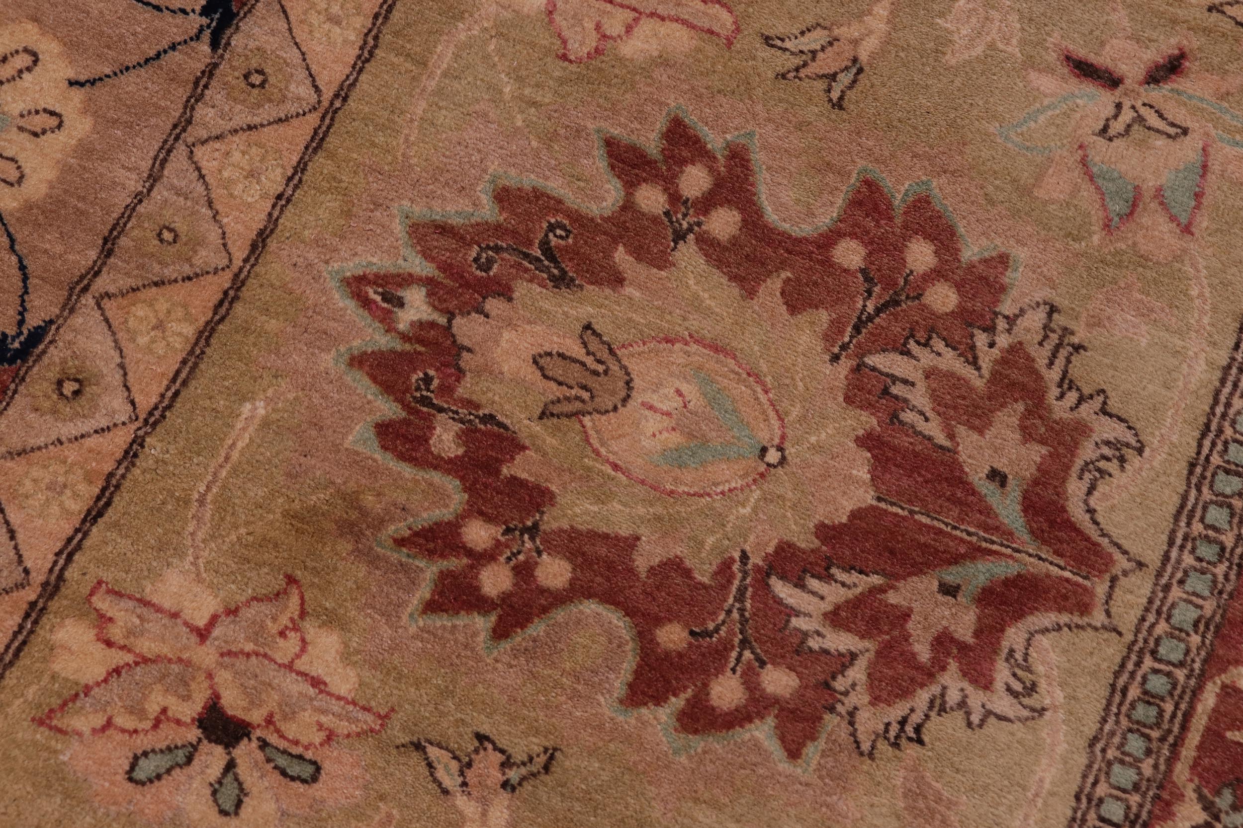 handmade Transitional Agra Tan Lt. Tan Hand Knotted RECTANGLE 100% WOOL area rug 12 x 16