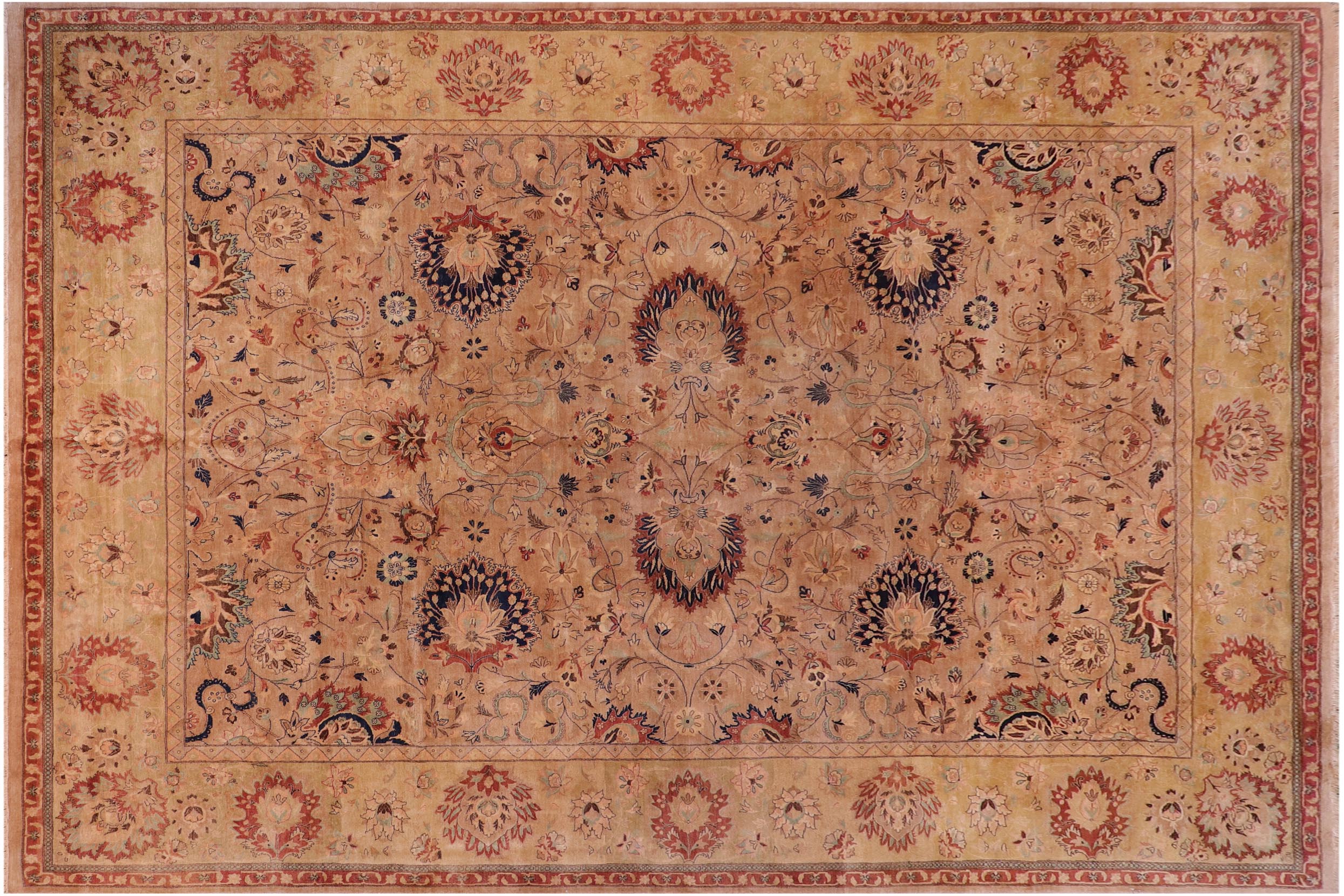 handmade Transitional Agra Tan Lt. Tan Hand Knotted RECTANGLE 100% WOOL area rug 12x16