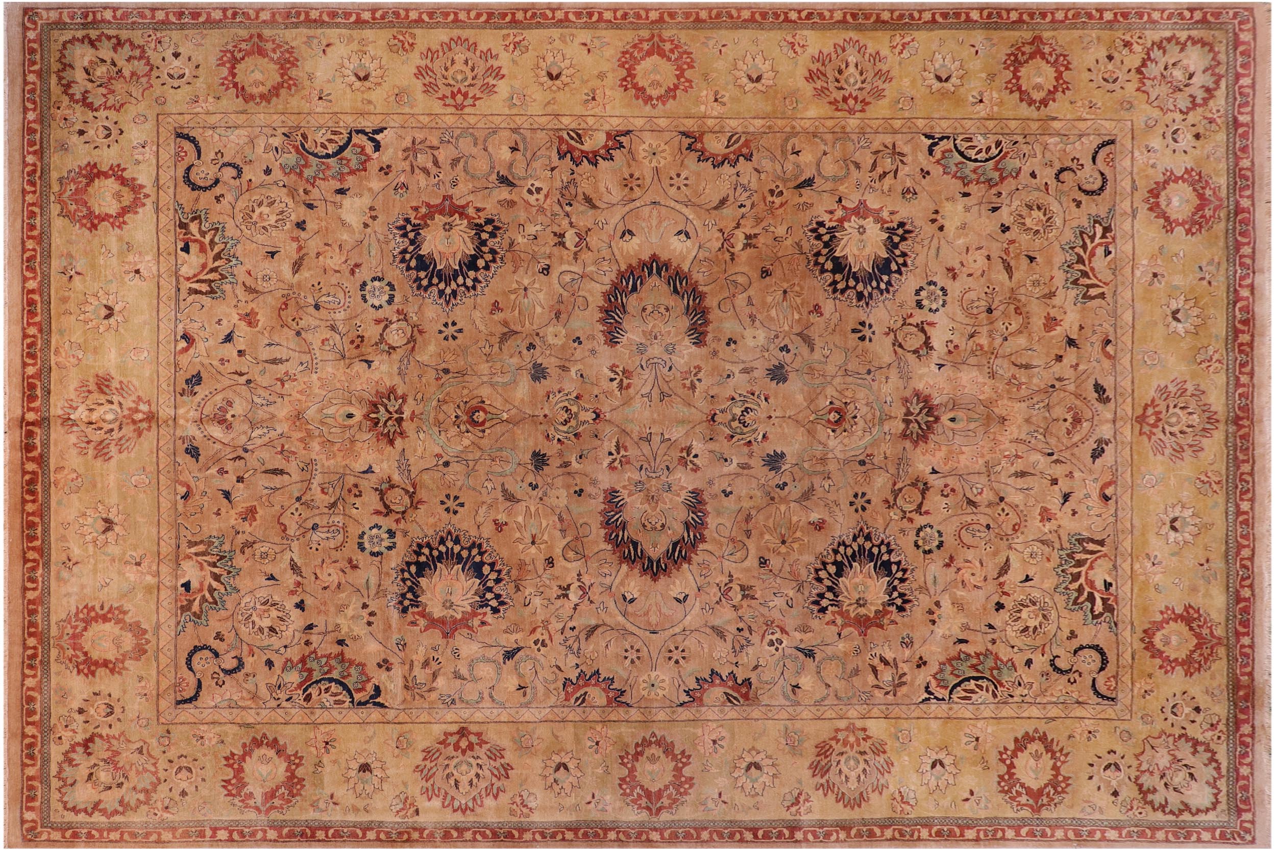 handmade Transitional Agra Tan Lt. Tan Hand Knotted RECTANGLE 100% WOOL area rug 12 x 16