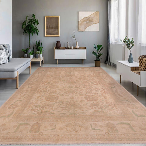 handmade Traditional Kafkaz Lt. Tan Tan Hand Knotted RECTANGLE 100% WOOL area rug 12x15