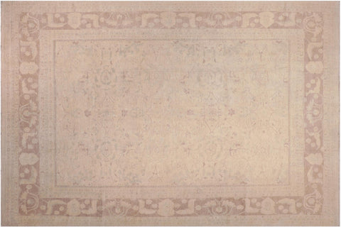handmade Transitional Kafkaz Ivory Lt. Brown Hand Knotted RECTANGLE 100% WOOL area rug 12' x 15'