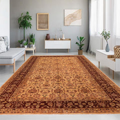 handmade Transitional Kafkaz Lt. Gold Brown Hand Knotted RECTANGLE 100% WOOL area rug 10X16