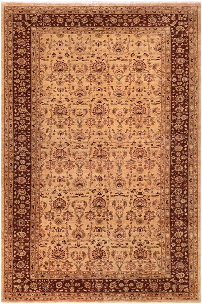 handmade Transitional Kafkaz Lt. Gold Brown Hand Knotted RECTANGLE 100% WOOL area rug 10X16