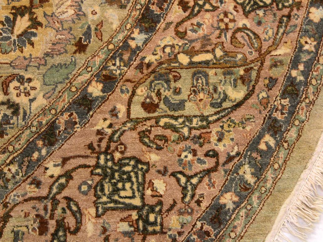 handmade Traditional Kashan Taupe Pink Hand Knotted ROUND 100% WOOL area rug 8x8