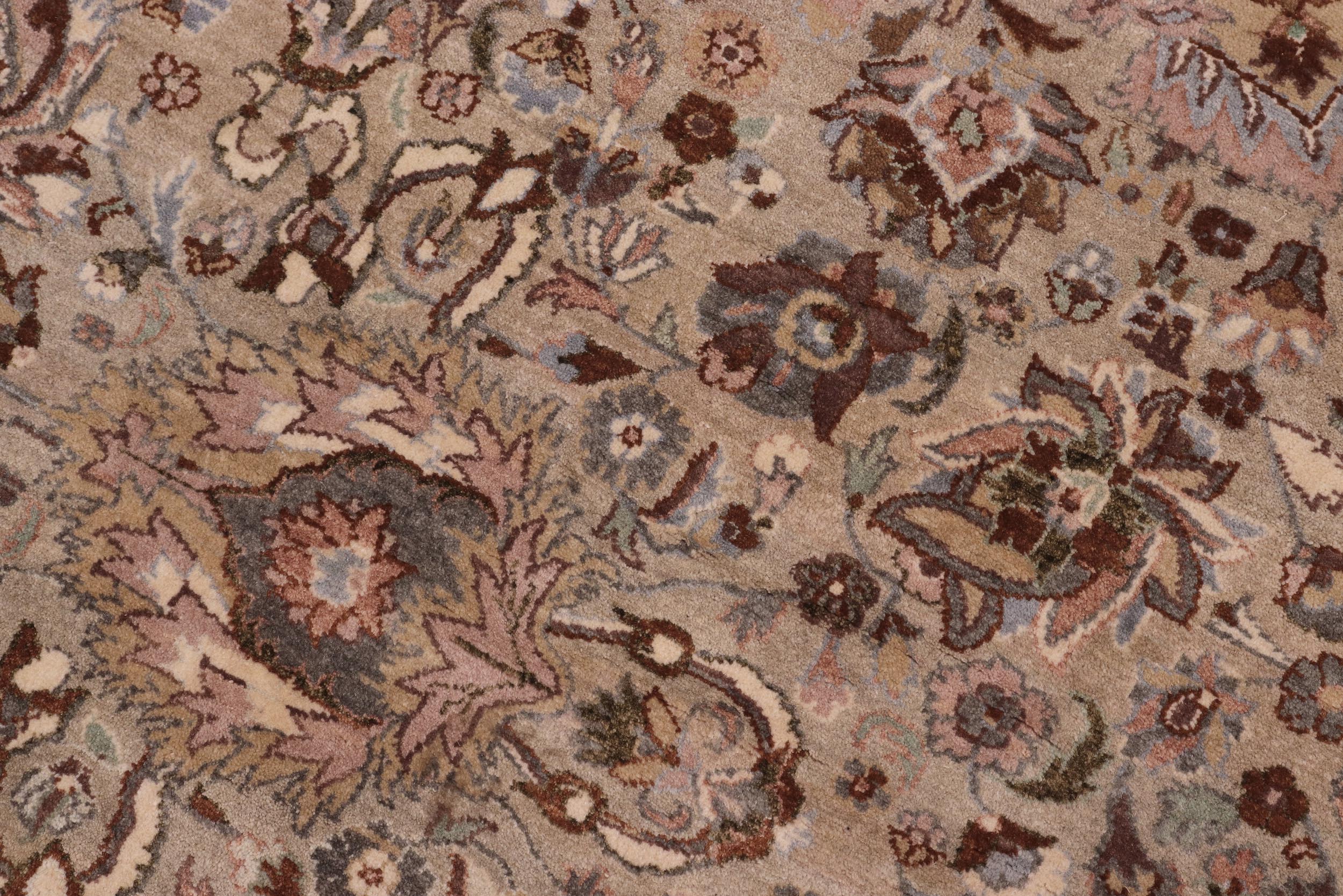 handmade Traditional Round Kashan Taupe Pink Hand Knotted ROUND 100% WOOL area rug 8' x 8'