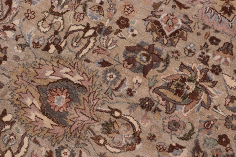 handmade Traditional Round Kashan Taupe Pink Hand Knotted ROUND 100% WOOL area rug 8' x 8'
