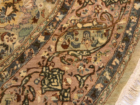 handmade Traditional Kashan Taupe Pink Hand Knotted ROUND 100% WOOL area rug 8x8