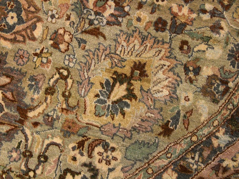 handmade Traditional Kashan Taupe Pink Hand Knotted ROUND 100% WOOL area rug 8x8