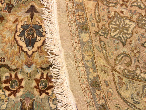 handmade Traditional Kashan Taupe Pink Hand Knotted ROUND 100% WOOL area rug 8x8