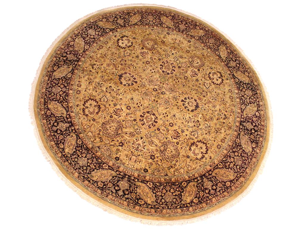 handmade Traditional Kashan Gold Red Hand Knotted ROUND 100% WOOL area rug 8x8