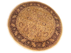 handmade Traditional Kashan Gold Red Hand Knotted ROUND 100% WOOL area rug 8x8