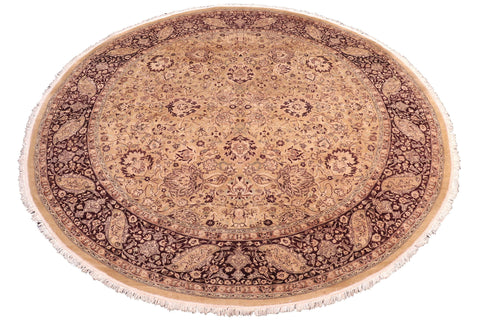 handmade Traditional Round Kashan Gold Red Hand Knotted ROUND 100% WOOL area rug 8' x 8'
