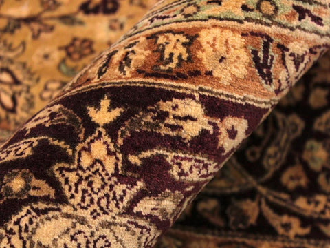 handmade Traditional Kashan Gold Red Hand Knotted ROUND 100% WOOL area rug 8x8