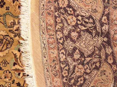 handmade Traditional Kashan Gold Red Hand Knotted ROUND 100% WOOL area rug 8x8