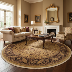 Antique Vegetable Dyed Kashan Brittani Gold/Red Wool Round - 7'11''X8'0''