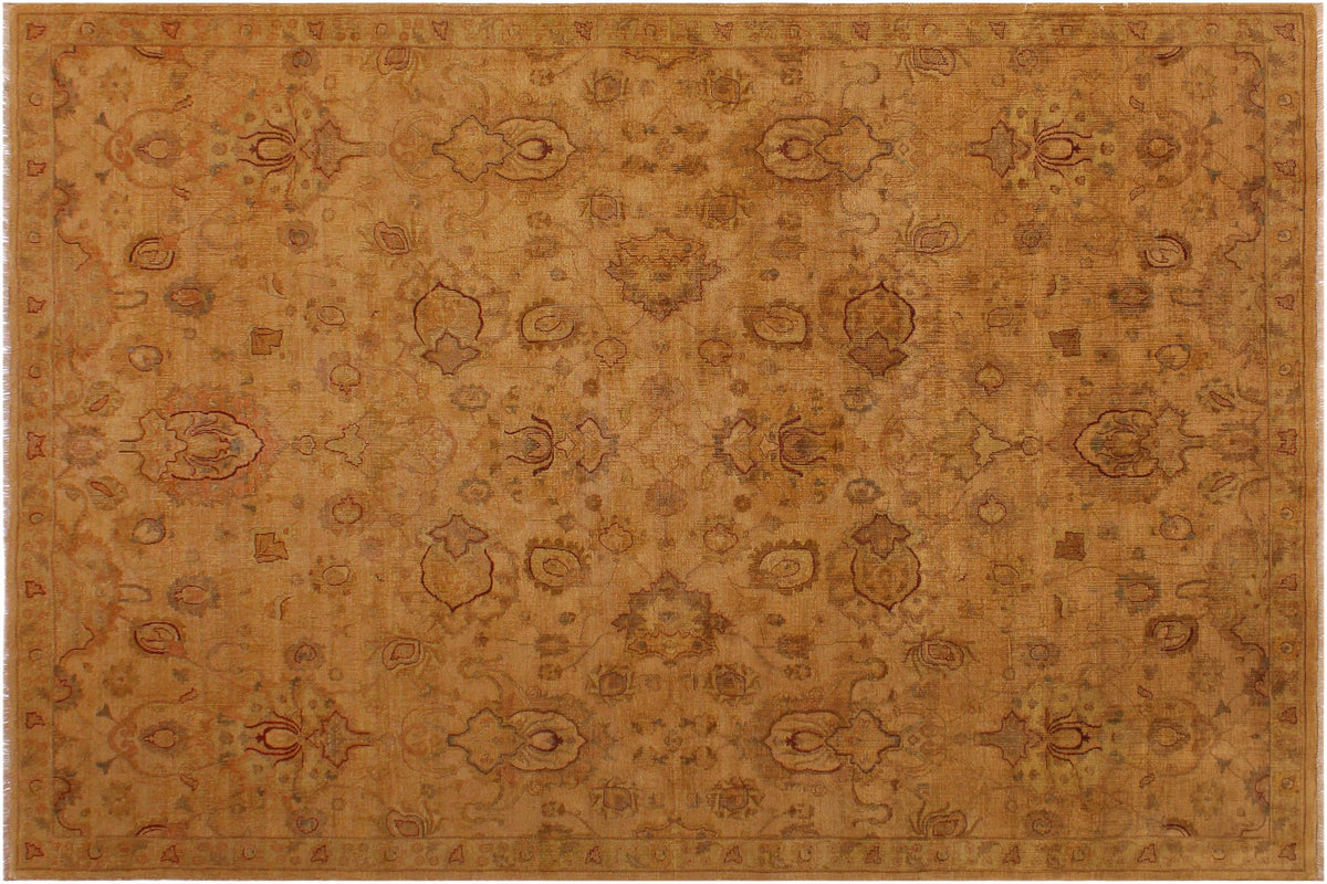 handmade Traditional  Gold Gold Hand Knotted RECTANGLE 100% WOOL area rug 9' x 12'