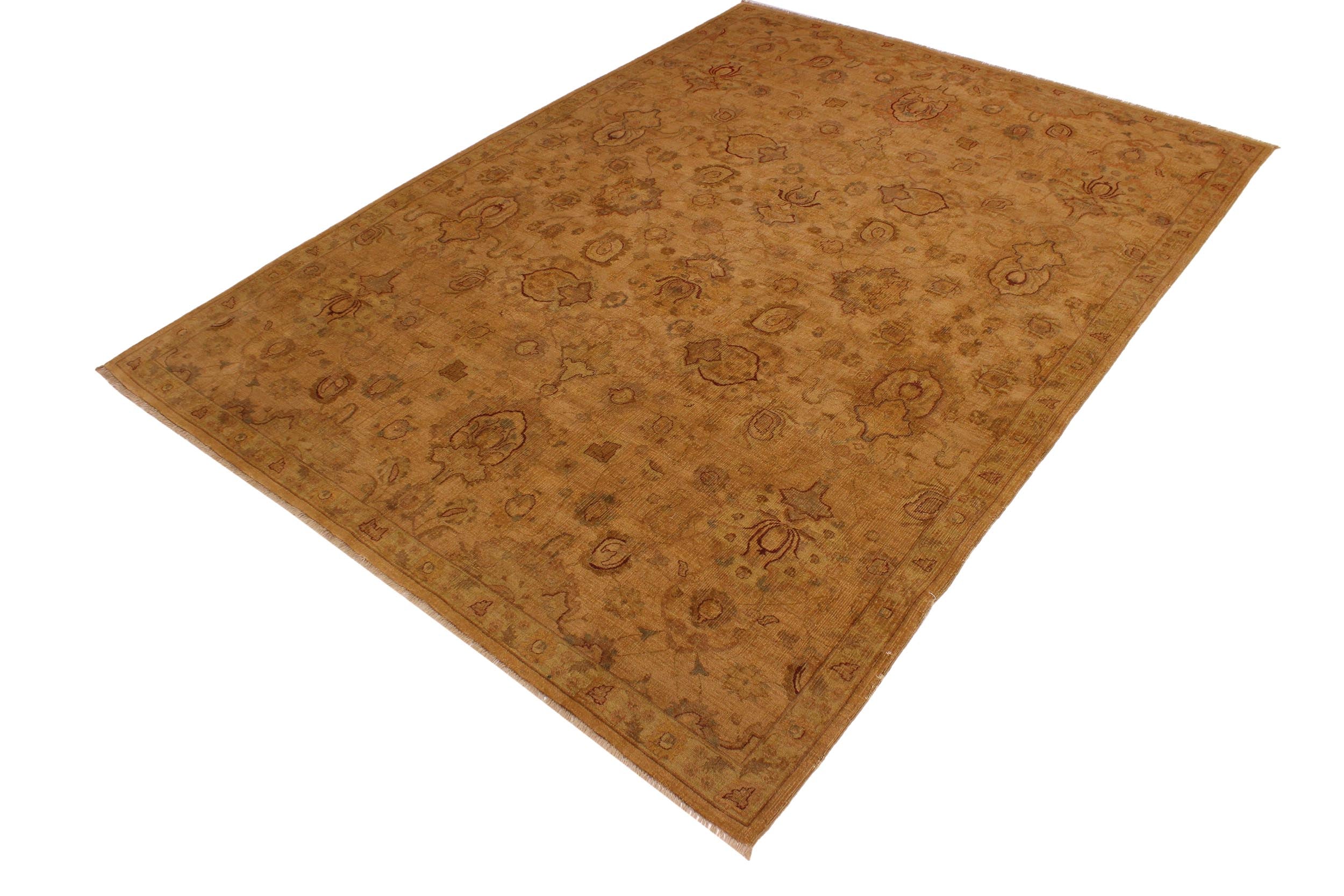 handmade Traditional  Gold Gold Hand Knotted RECTANGLE 100% WOOL area rug 9' x 12'