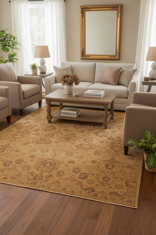 handmade Traditional  Gold Gold Hand Knotted RECTANGLE 100% WOOL area rug 9'X12'