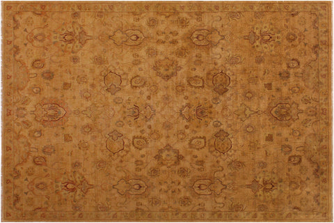 handmade Traditional  Gold Gold Hand Knotted RECTANGLE 100% WOOL area rug 9' x 12'