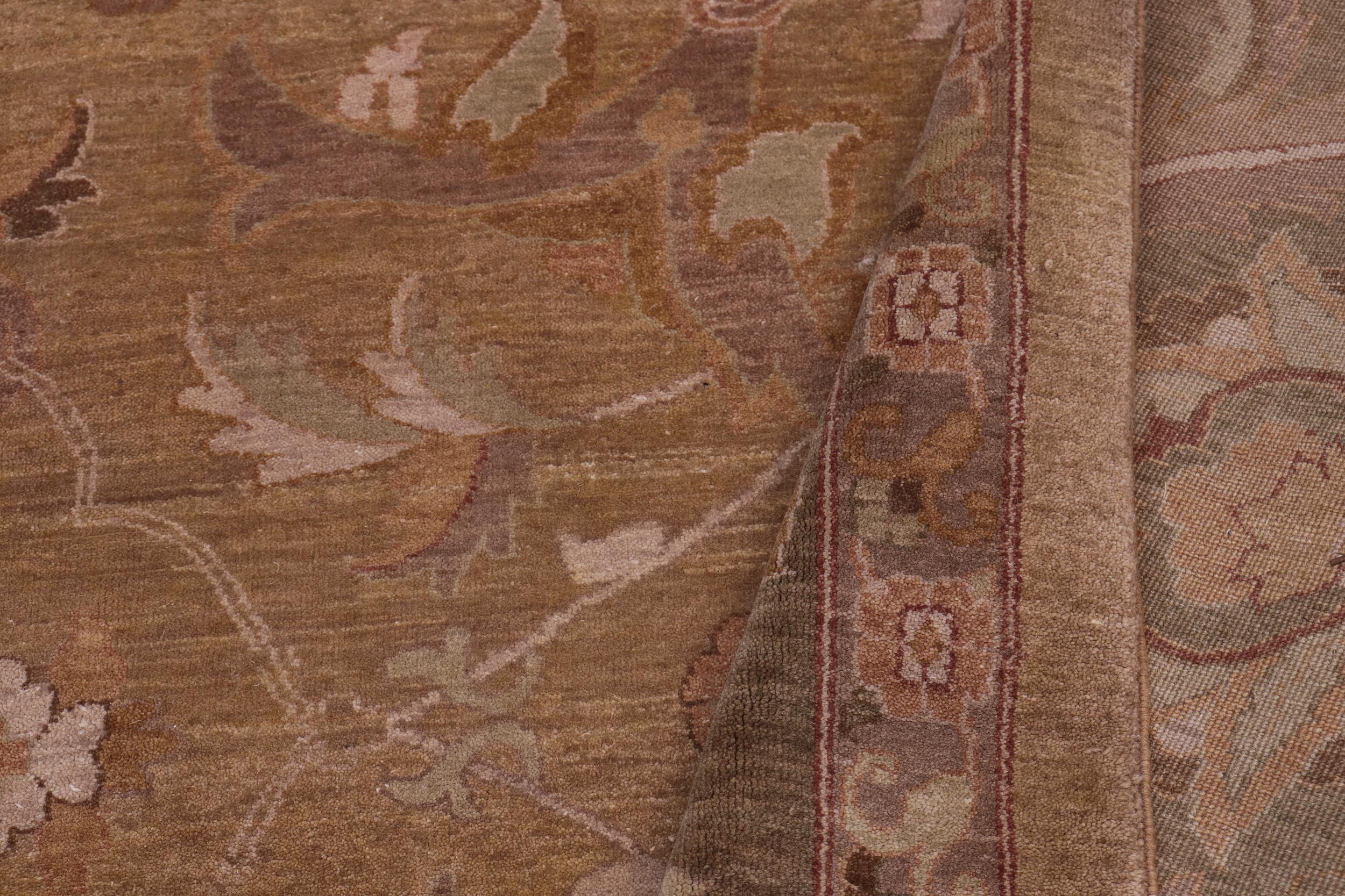 handmade Traditional Design Gold Green Hand Knotted RECTANGLE 100% WOOL area rug 12' x 17'