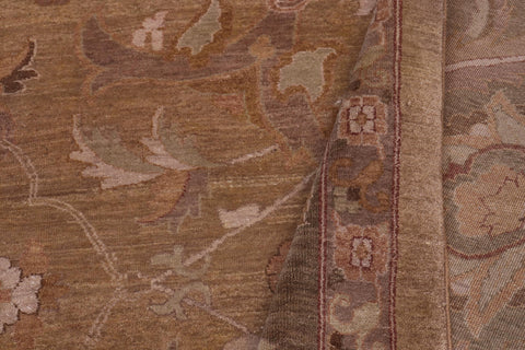 handmade Traditional Design Gold Green Hand Knotted RECTANGLE 100% WOOL area rug 12' x 17'