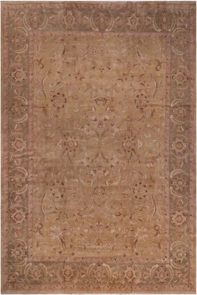 handmade Traditional Design Gold Green Hand Knotted RECTANGLE 100% WOOL area rug 12'X17'