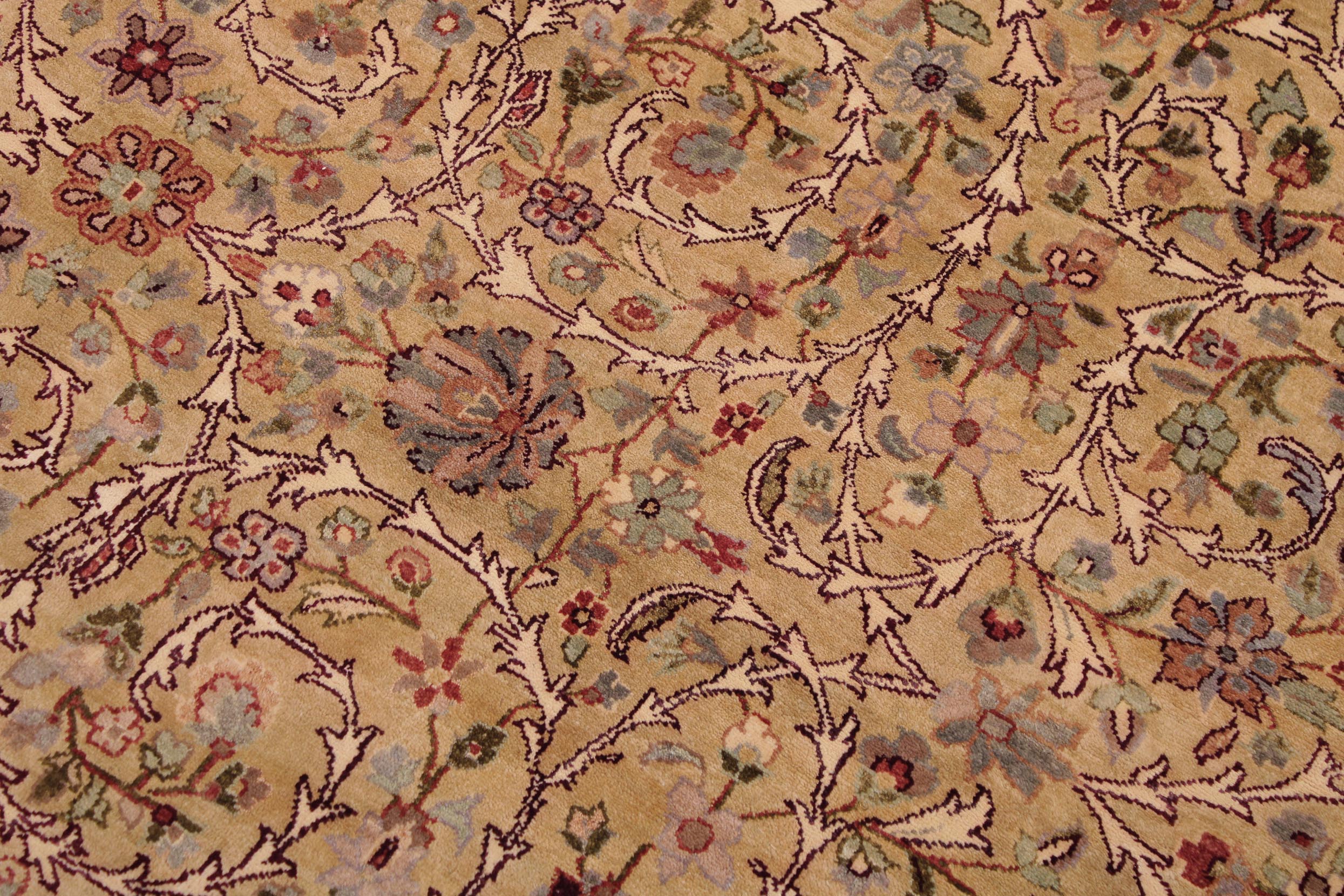 handmade Transitional Lahore Gold Aubergine Hand Knotted RECTANGLE 100% WOOL area rug 9x12