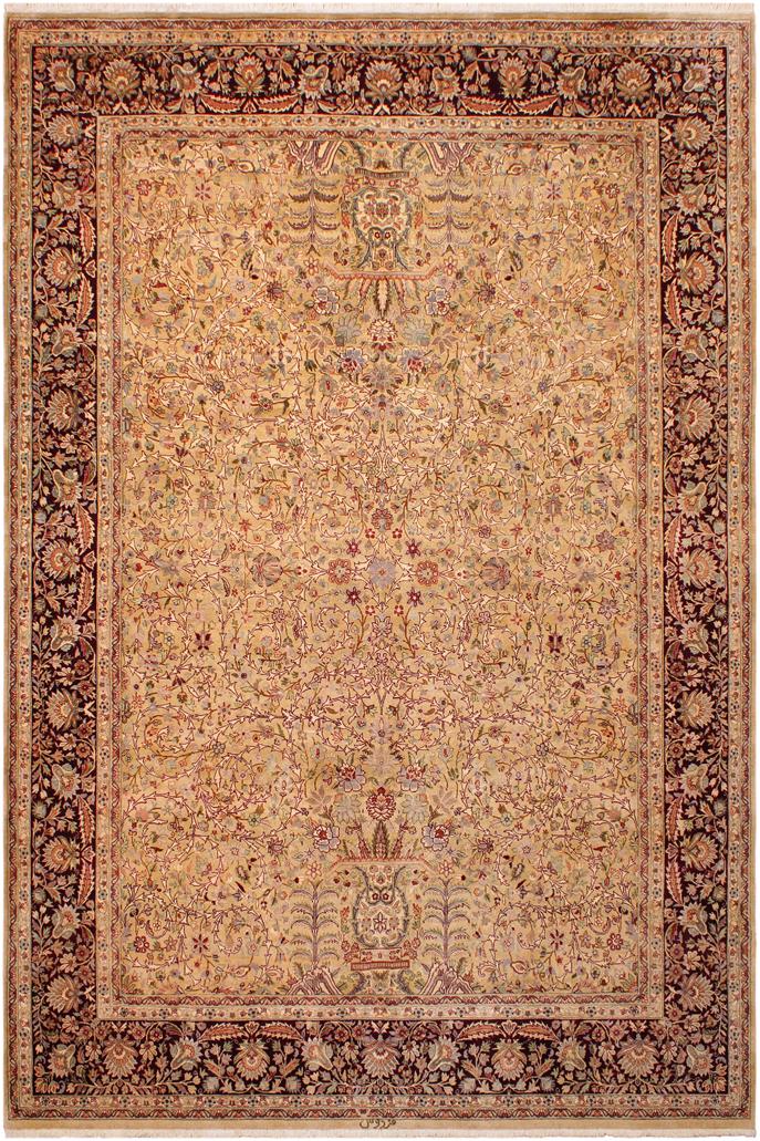 Traditional Lahore Alycia Gold Aubergine Hand Knotted Area rugs 9X12