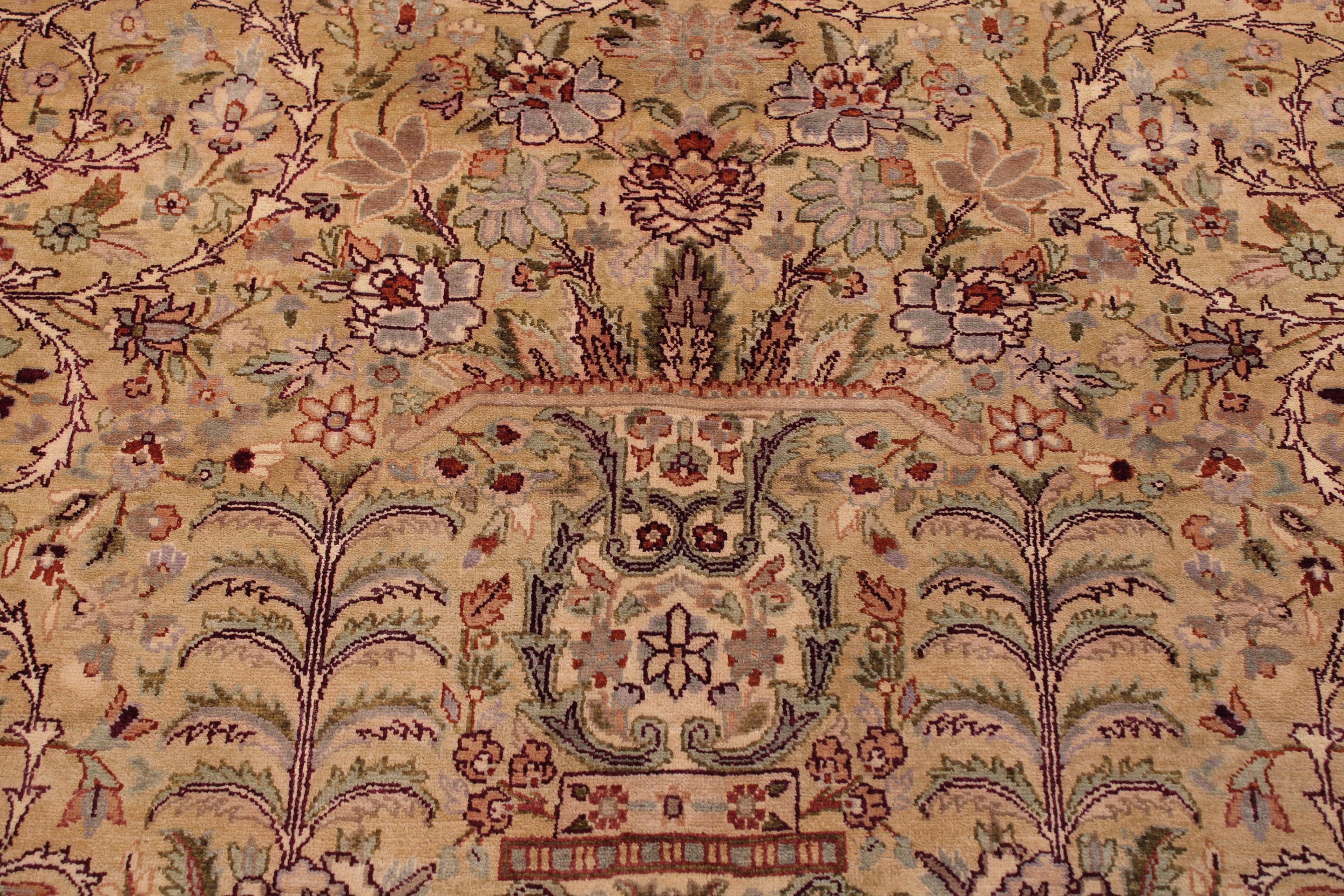 handmade Transitional Lahore Gold Aubergine Hand Knotted RECTANGLE 100% WOOL area rug 9x12