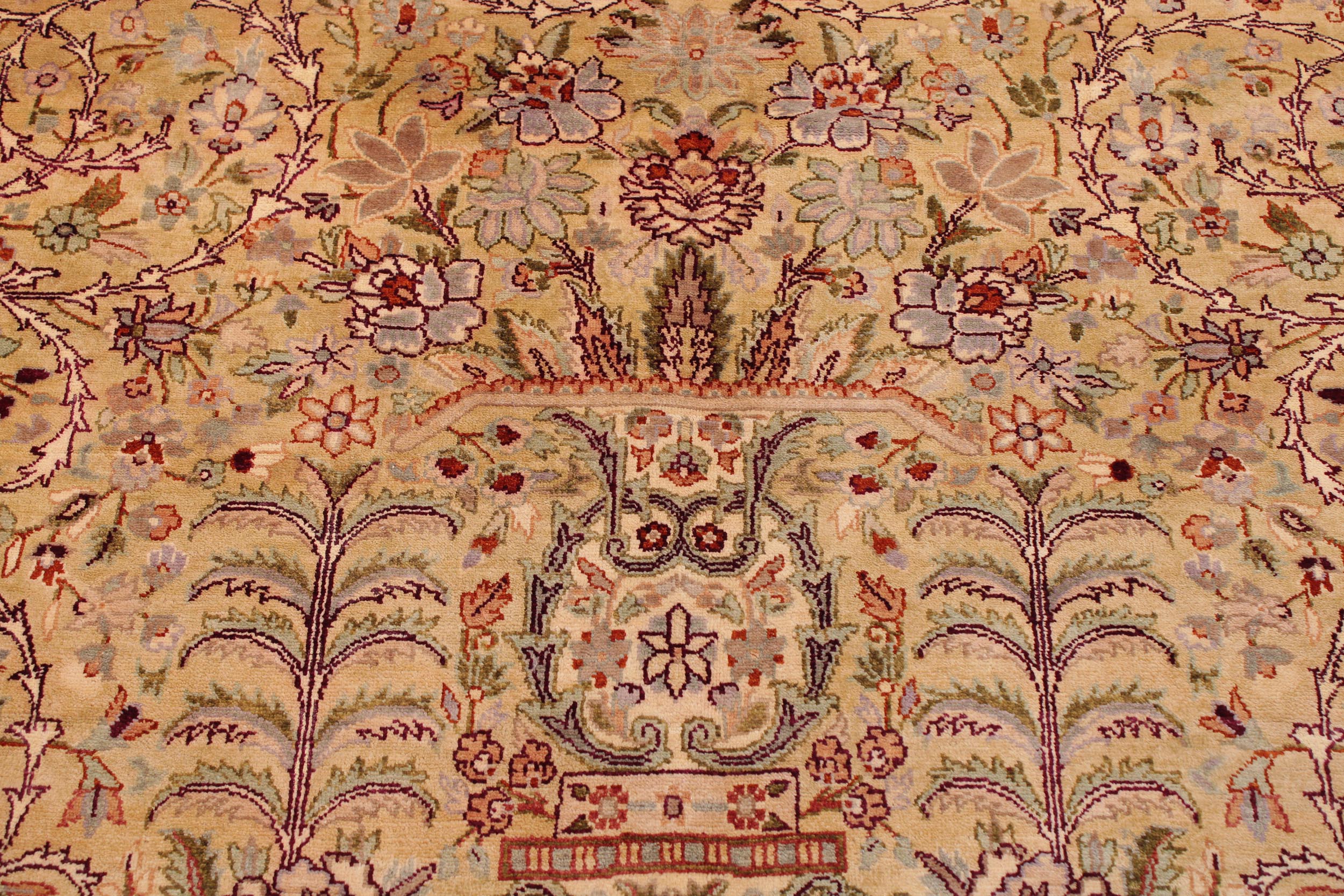 handmade Transitional Lahore Gold Aubergine Hand Knotted RECTANGLE 100% WOOL area rug 9 x 12