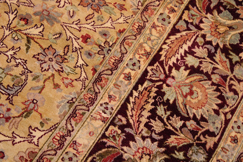 handmade Transitional Lahore Gold Aubergine Hand Knotted RECTANGLE 100% WOOL area rug 9 x 12