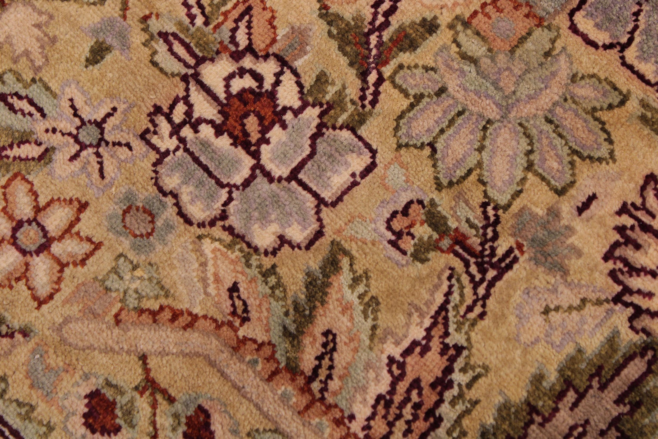 handmade Transitional Lahore Gold Aubergine Hand Knotted RECTANGLE 100% WOOL area rug 9x12