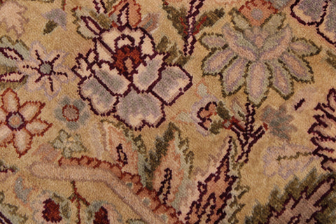 handmade Transitional Lahore Gold Aubergine Hand Knotted RECTANGLE 100% WOOL area rug 9x12