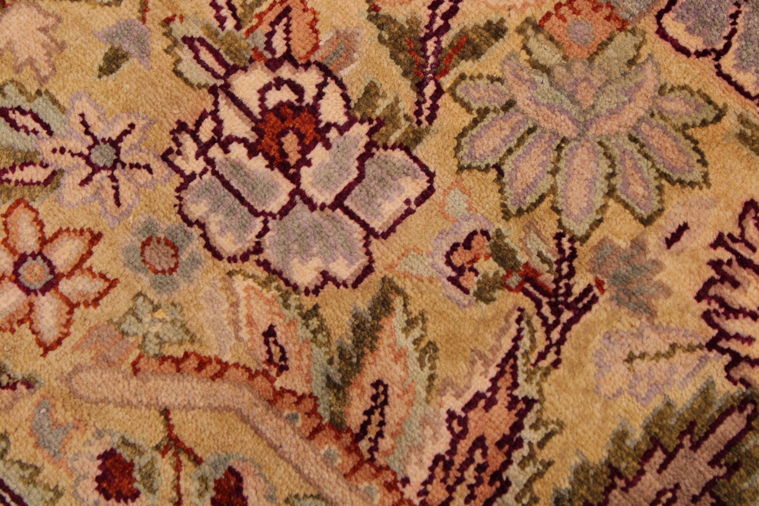 handmade Transitional Lahore Gold Aubergine Hand Knotted RECTANGLE 100% WOOL area rug 9 x 12