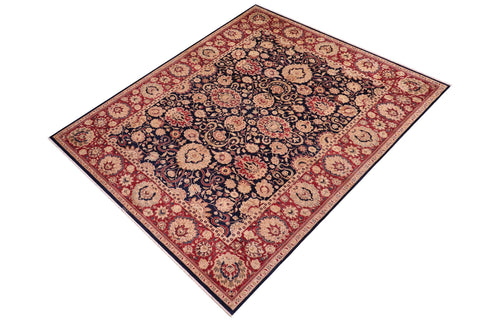 handmade Transitional Agra Blue Red Hand Knotted RECTANGLE 100% WOOL area rug 10 x 14
