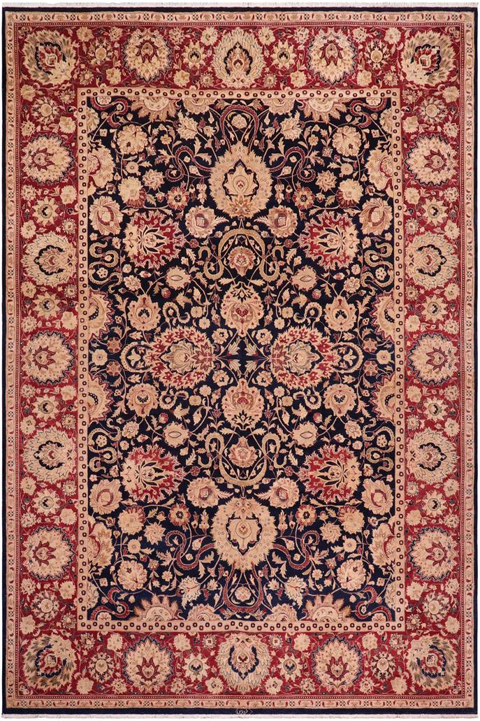 Traditional Agra Tommy Blue Red Hand Knotted Area rugs 10X14